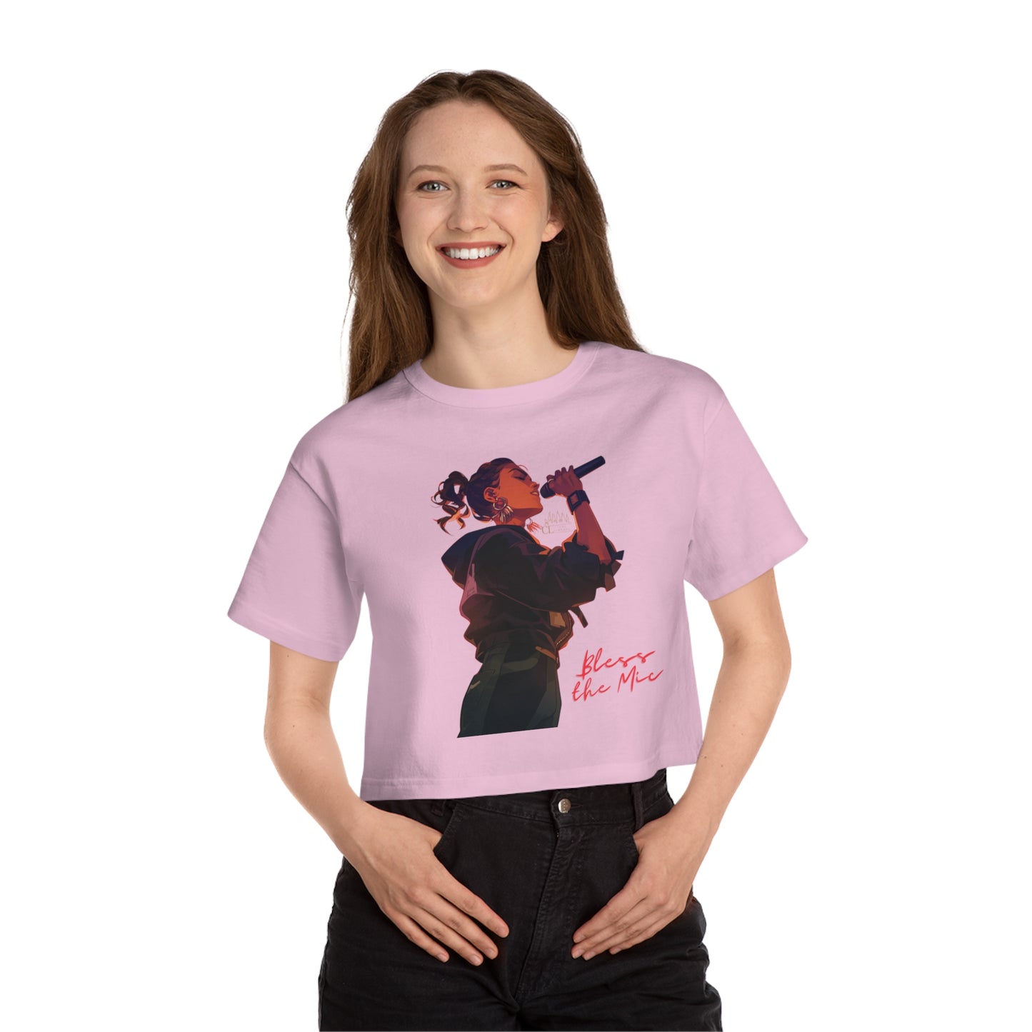 Bless the Mic - Cropped T-Shirt - Empowering Female Vocalist Design