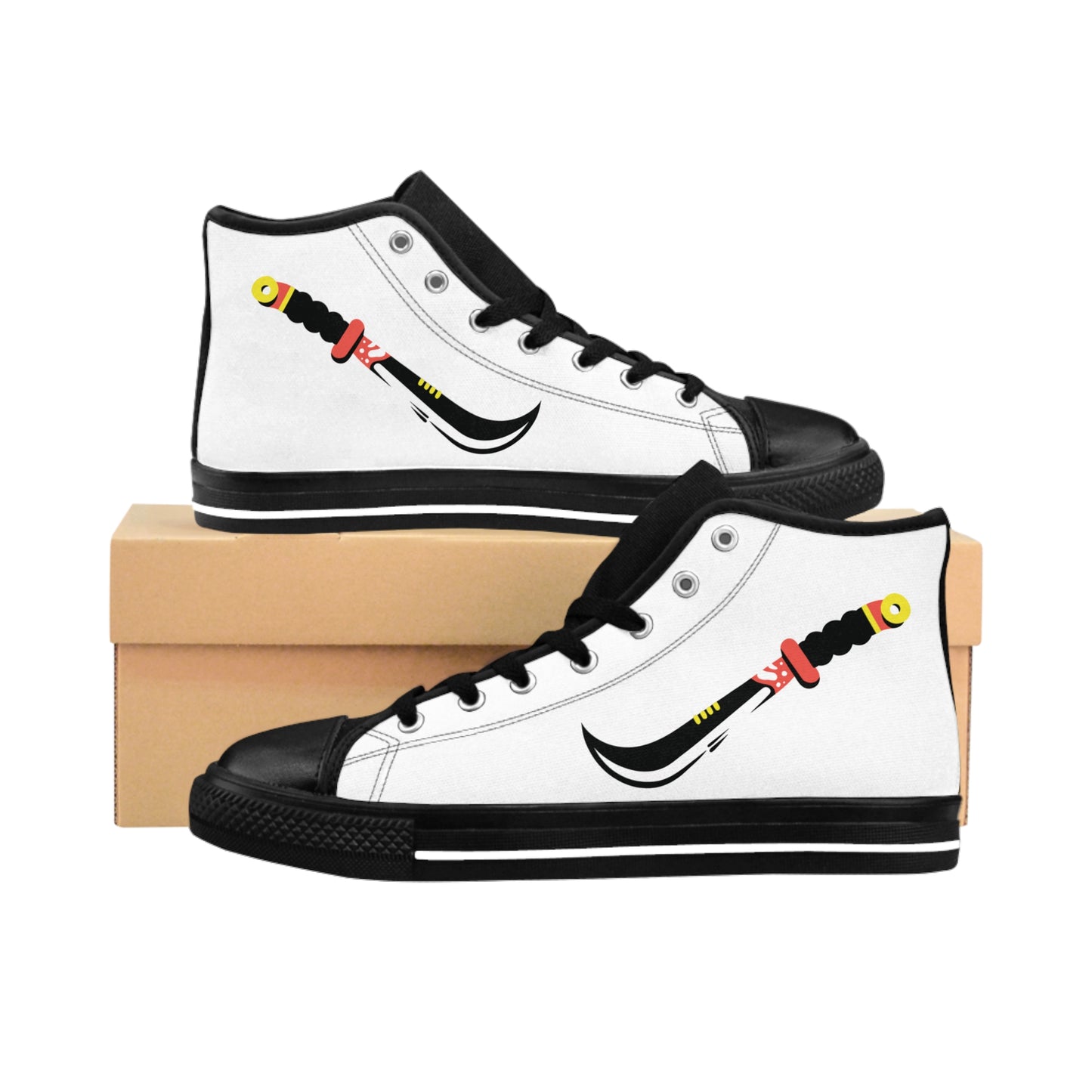 Cacique Collection: High-Top Sneakers with Decorative Machete Graphic,Bold Streetwear Footwear