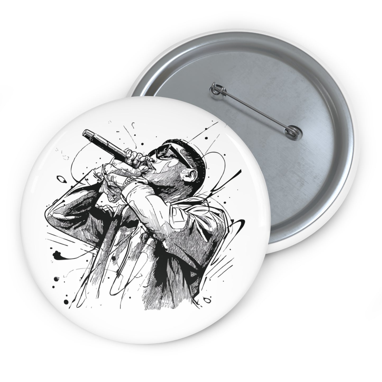 Vocalist Pin Button – Black & White Music Badge