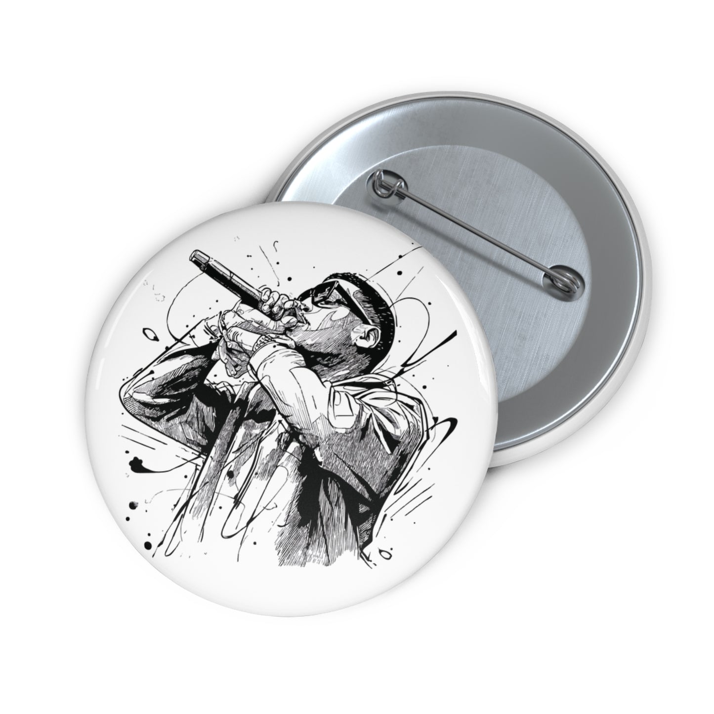 Vocalist Pin Button – Black & White Music Badge