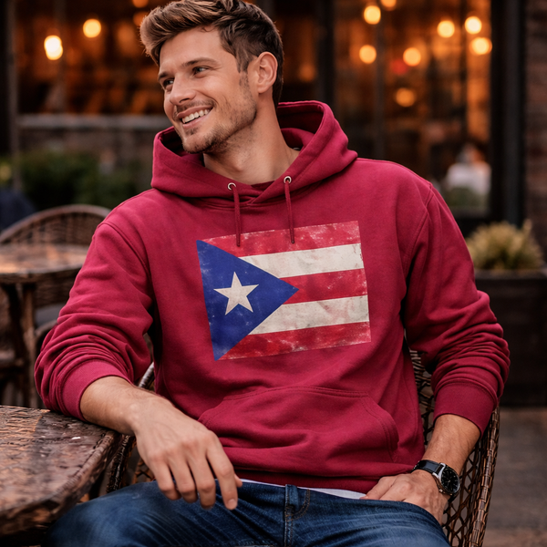 Puerto Rico Flag Hoodie — Men's Puerto Rican Pride Sweatshirt, Boricua Gift, Patriotic Apparel, Island Heritage Wear