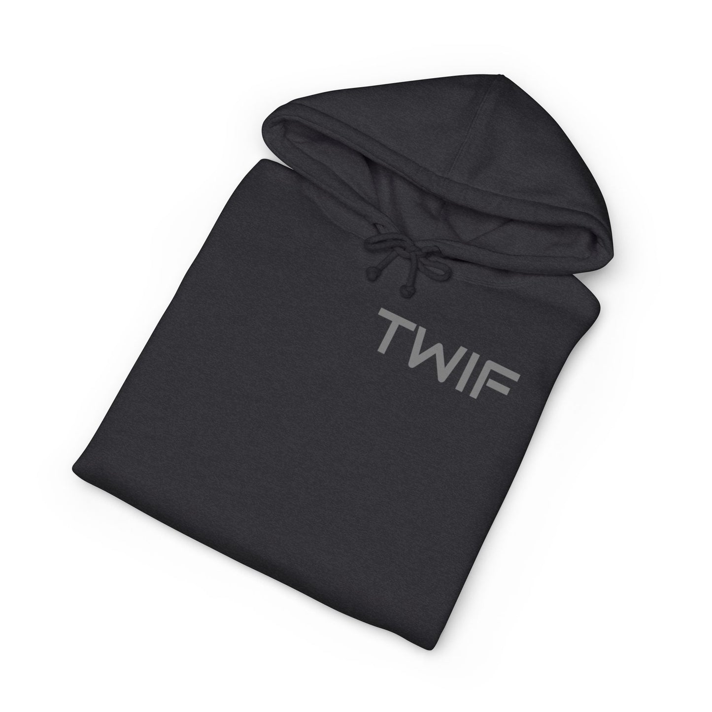 TWIF Minimal Logo Hoodie — White Graphic Pullover Sweatshirt
