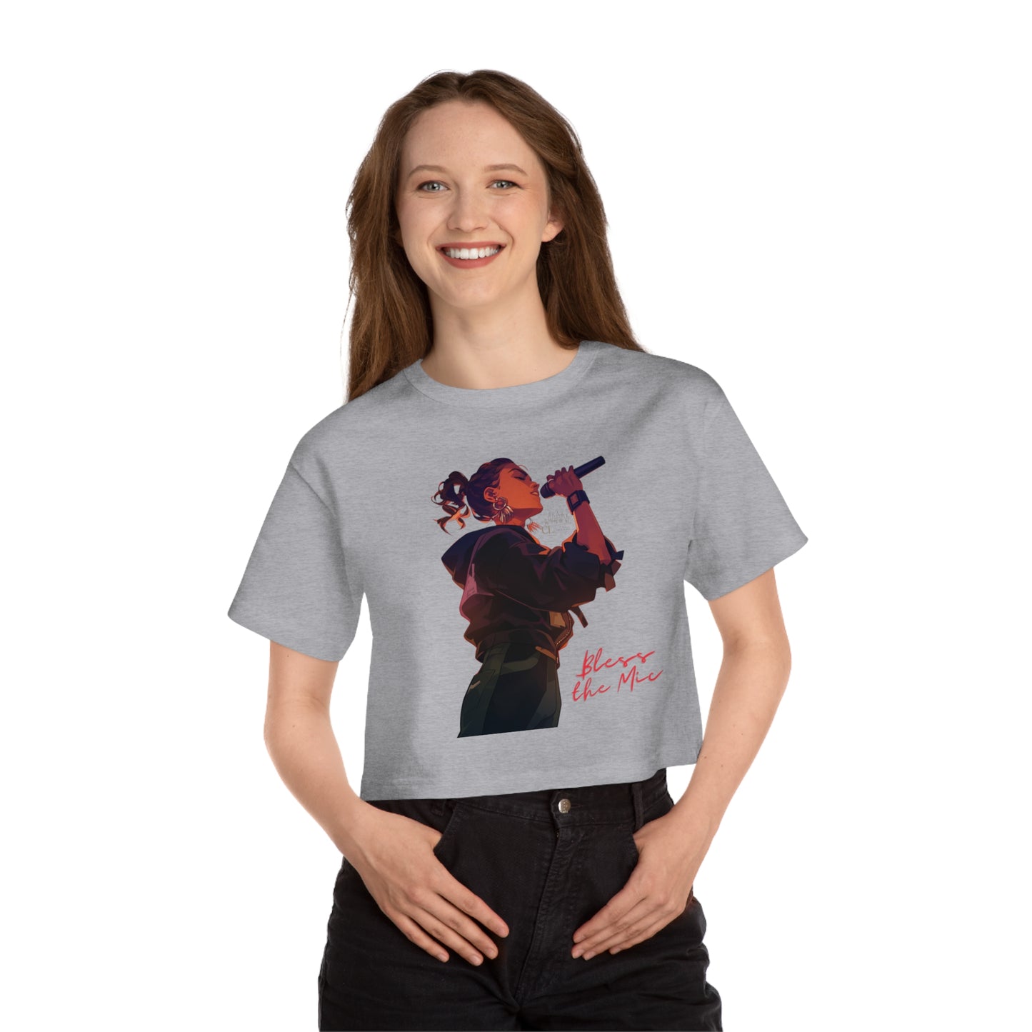 Bless the Mic - Cropped T-Shirt - Empowering Female Vocalist Design