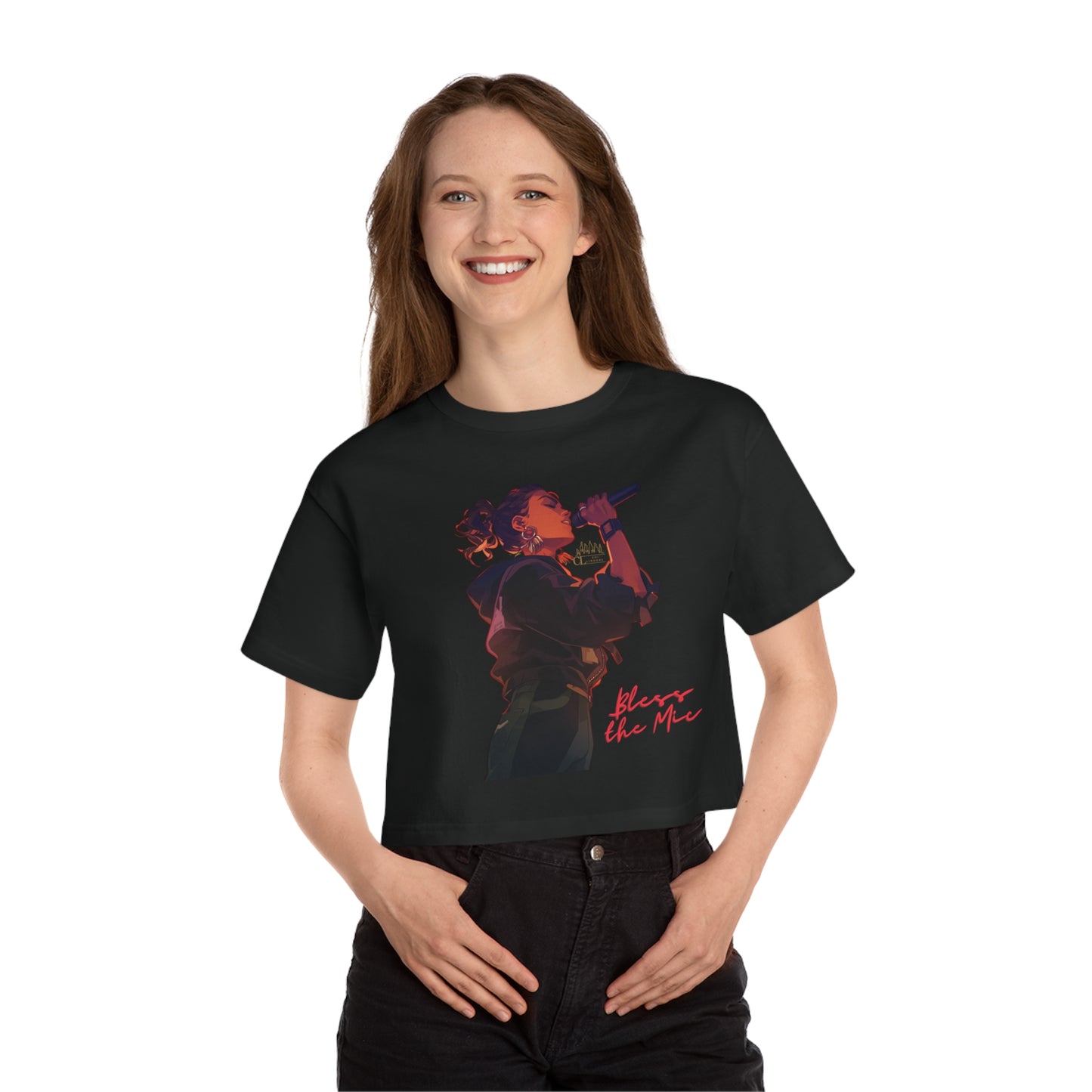Bless the Mic - Cropped T-Shirt - Empowering Female Vocalist Design