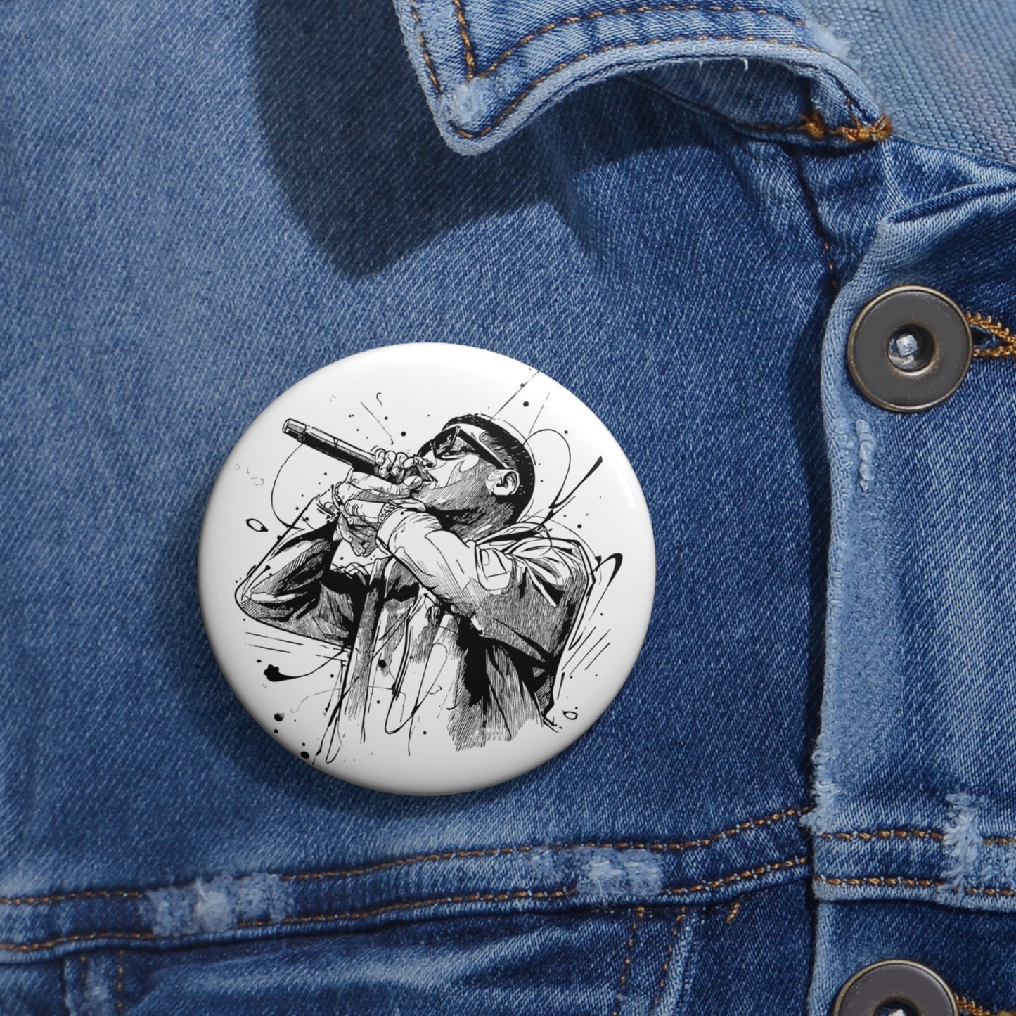 Vocalist Pin Button – Black & White Music Badge