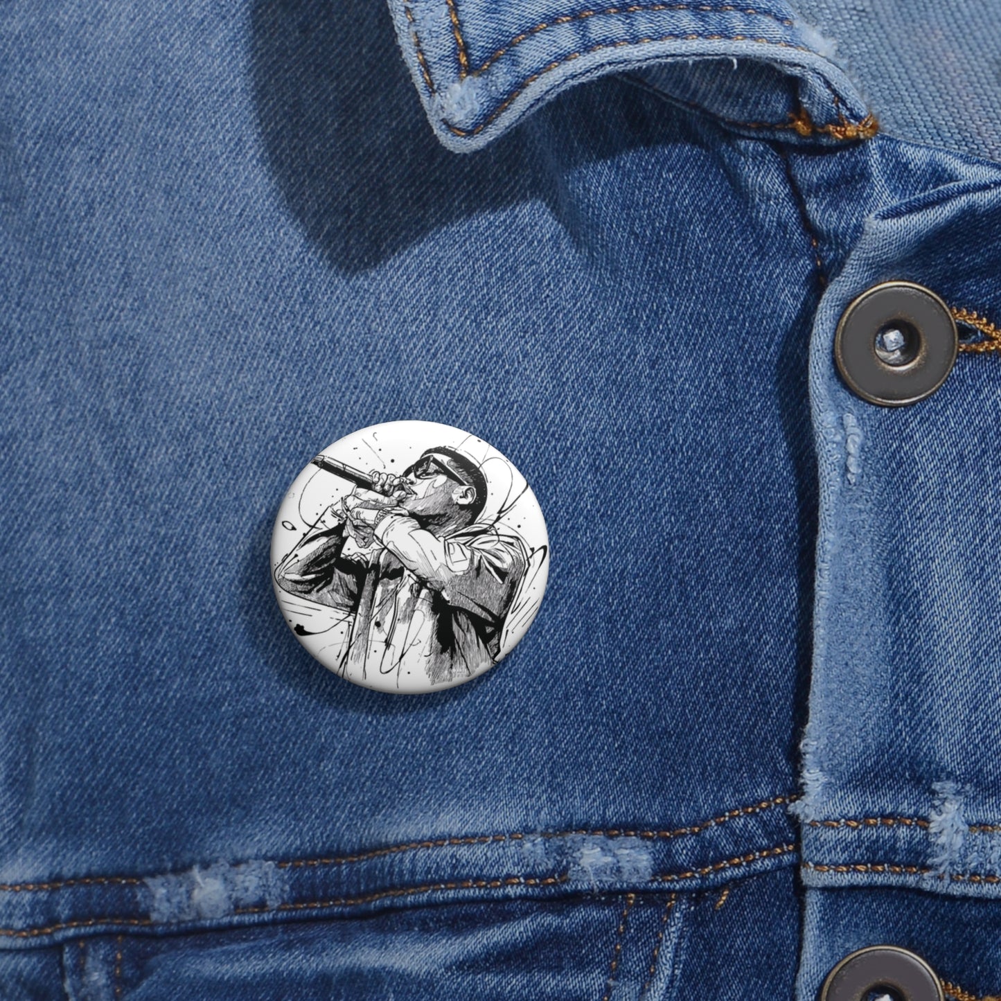 Vocalist Pin Button – Black & White Music Badge