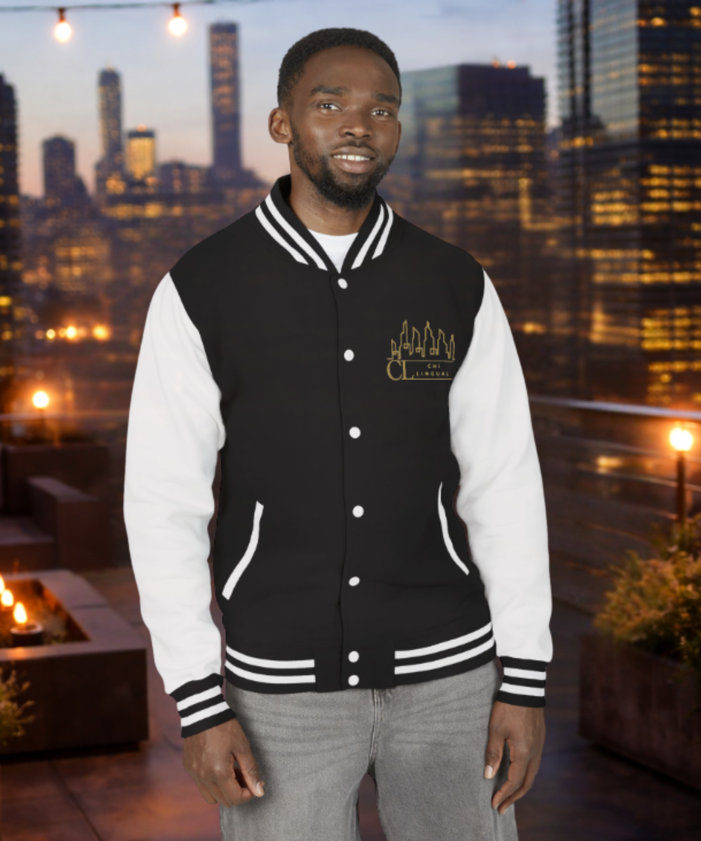 Letterman Jacket – Gold Chi-Lingual Logo Patch