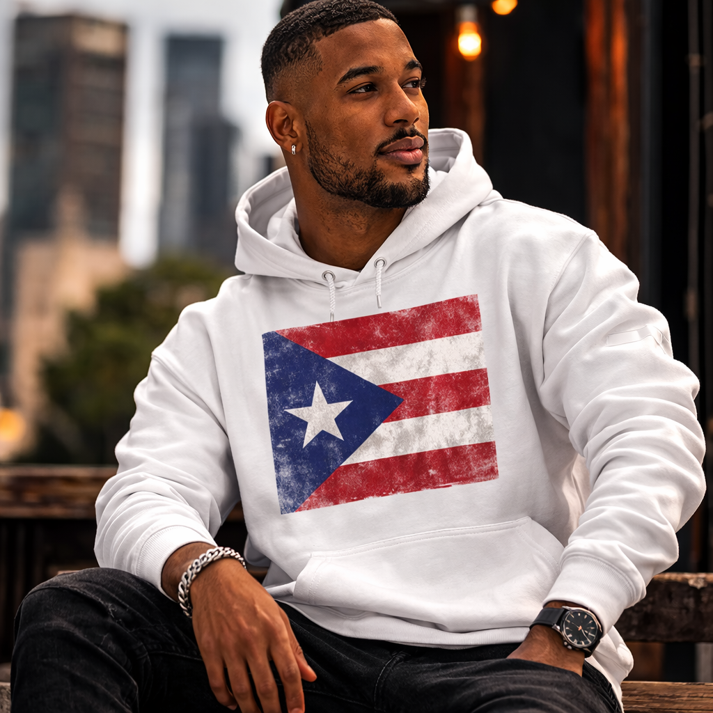 Puerto Rico Flag Hoodie — Men's Puerto Rican Pride Sweatshirt, Boricua Gift, Patriotic Apparel, Island Heritage Wear