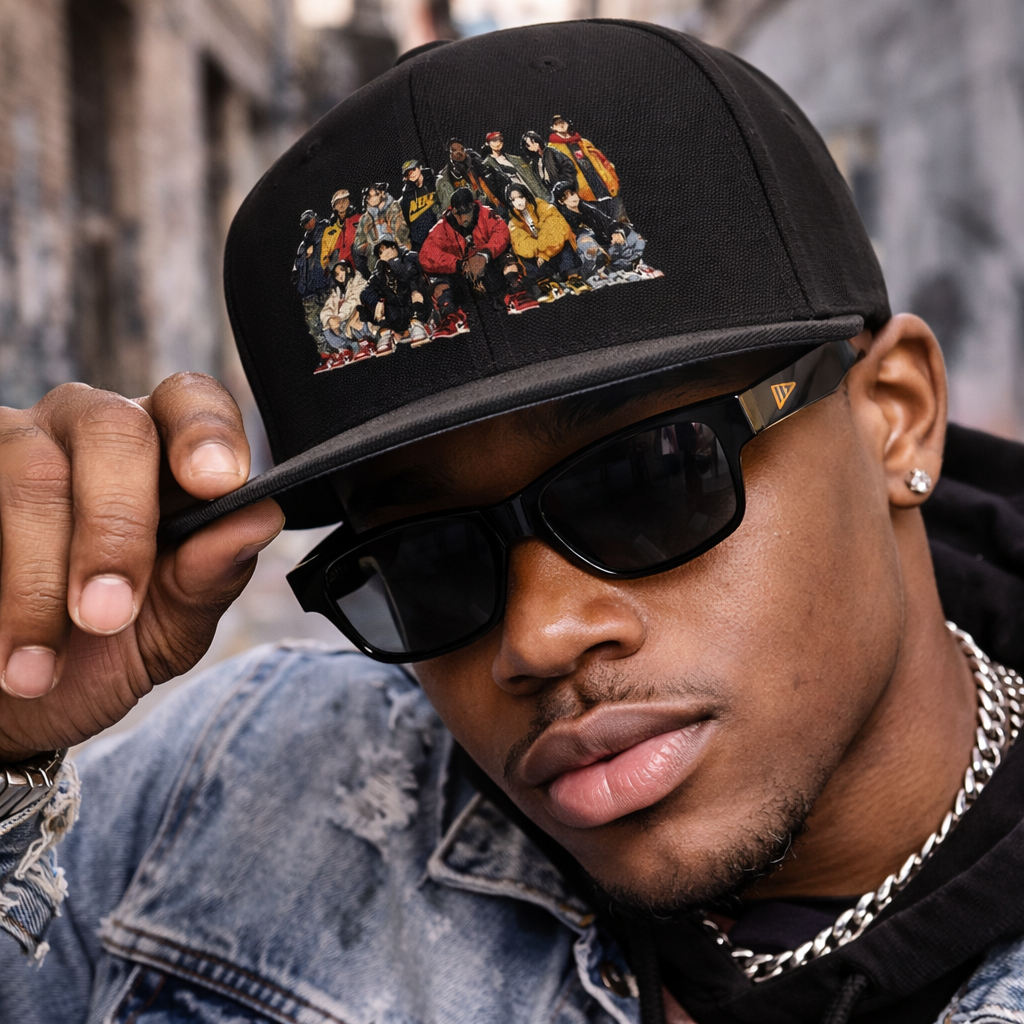Crew Graphic Snapback – Retro Hip-Hop Cap