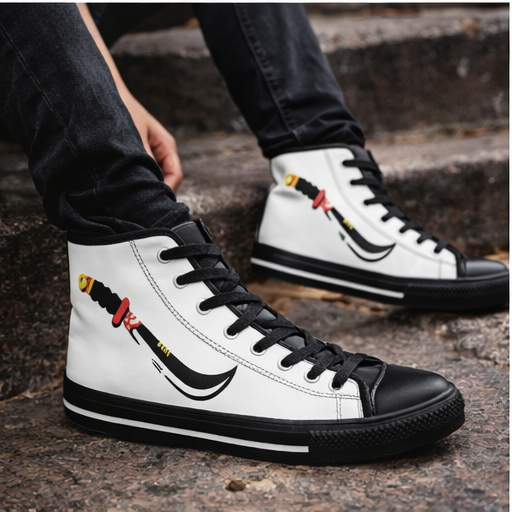 Cacique Collection: High-Top Sneakers with Decorative Machete Graphic,Bold Streetwear Footwear